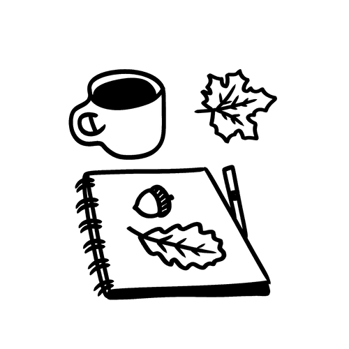 Coffee and notebook icon